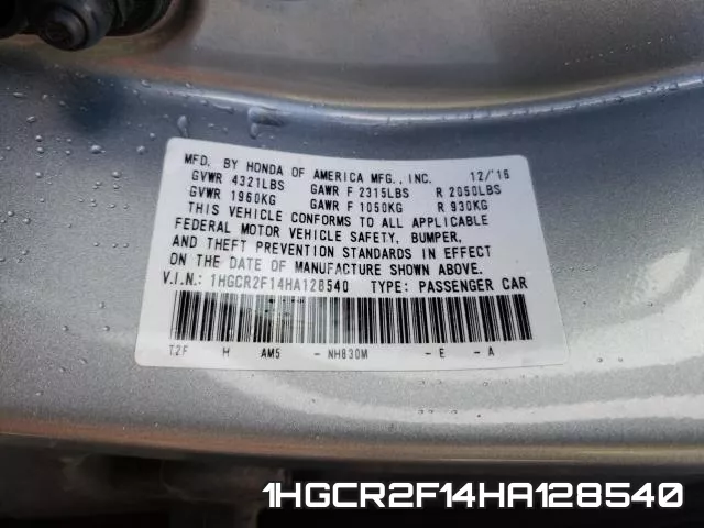 1HGCR2F14HA128540 фото 2