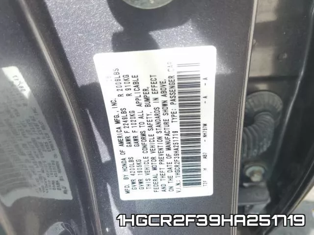 1HGCR2F39HA251719 фото 2