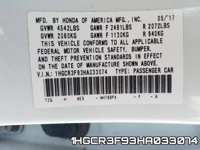 1HGCR3F93HA033074 фото 2