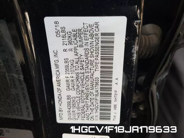 1HGCV1F18JA179633 фото 2