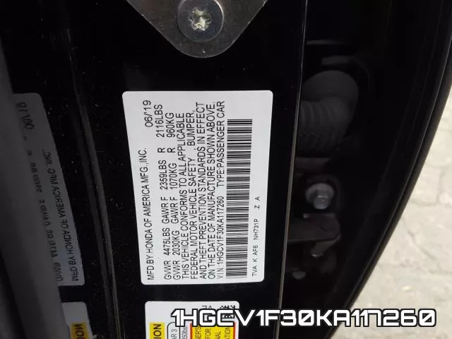1HGCV1F30KA117260 фото 2