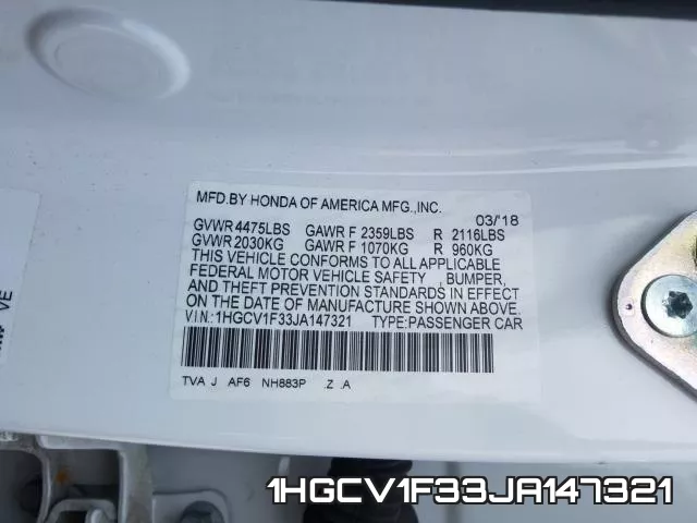 1HGCV1F33JA147321 фото 2
