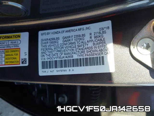 1HGCV1F50JA142658 фото 2