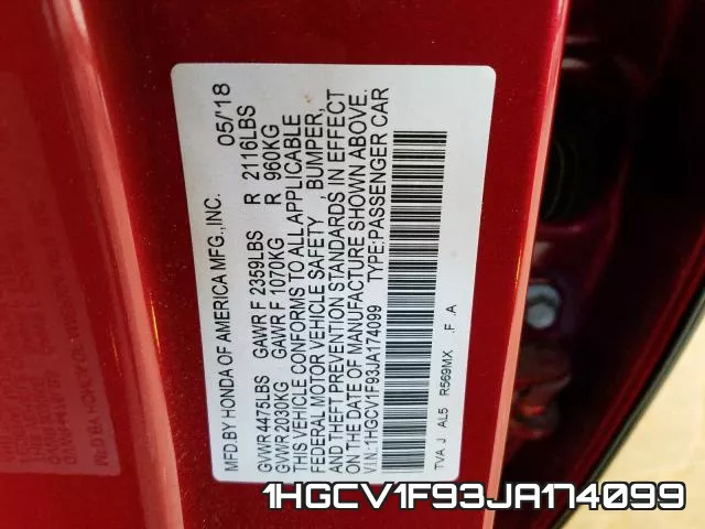 1HGCV1F93JA174099 фото 2