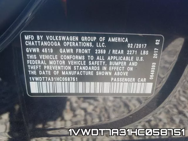 1VWDT7A31HC058751 фото 2