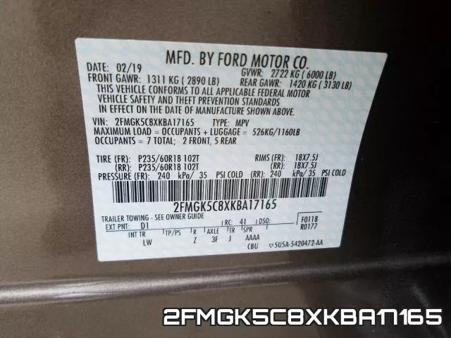 2FMGK5C8XKBA17165 фото 2