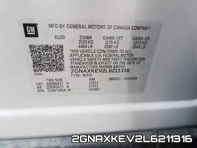 2GNAXKEV2L6211316 фото 2
