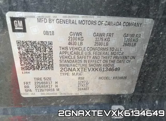 2GNAXTEVXK6134649 фото 10