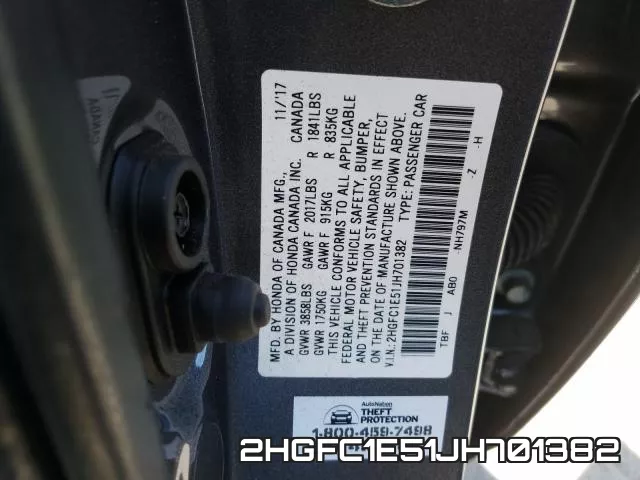 2HGFC1E51JH701382 фото 2