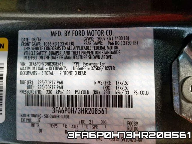 3FA6P0H73HR208561 фото 2