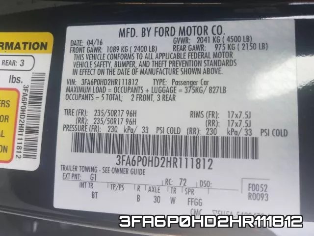 3FA6P0HD2HR111812 фото 2