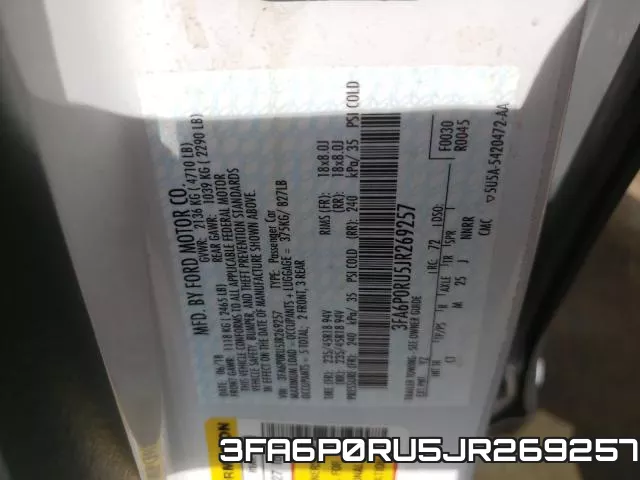 3FA6P0RU5JR269257 фото 2