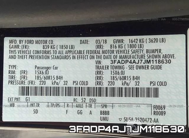 3FADP4AJ7JM118630 фото 10
