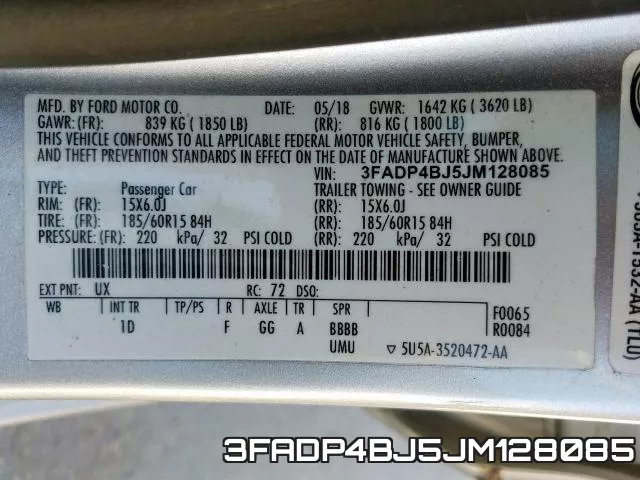 3FADP4BJ5JM128085 фото 2