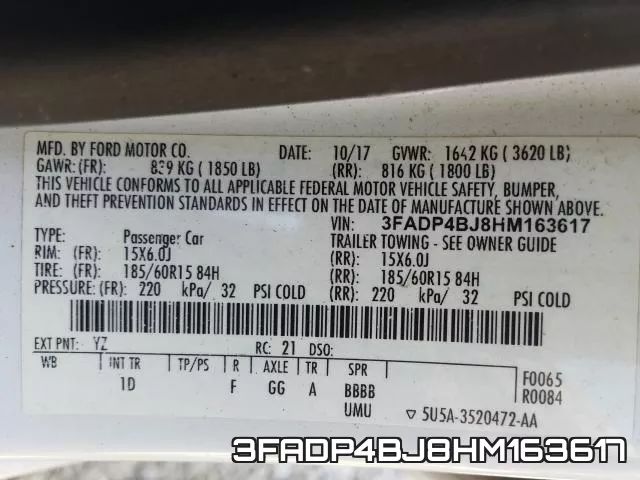 3FADP4BJ8HM163617 фото 2