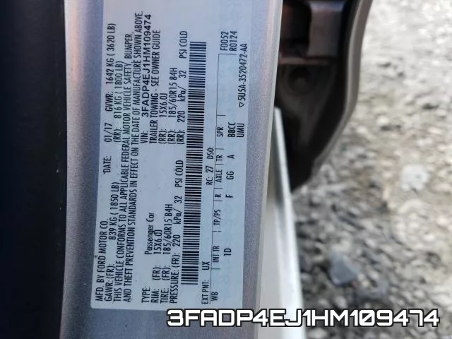 3FADP4EJ1HM109474 фото 2