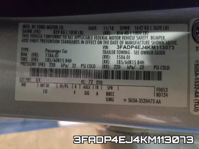 3FADP4EJ4KM113073 фото 2