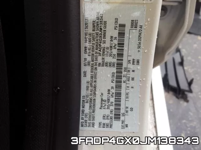 3FADP4GX0JM138343 фото 2