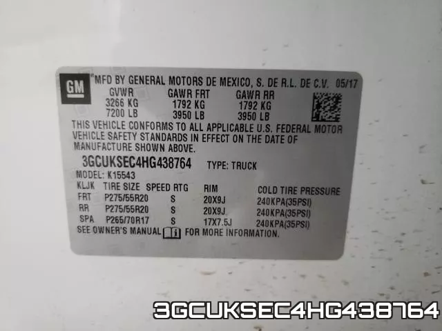 3GCUKSEC4HG438764 фото 2