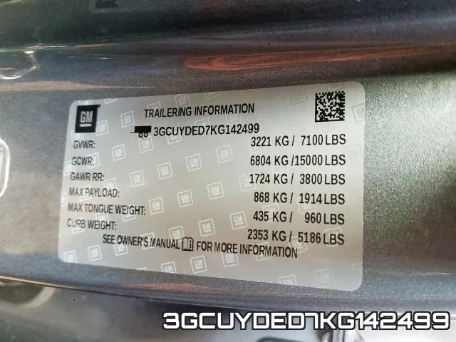 3GCUYDED7KG142499 фото 2