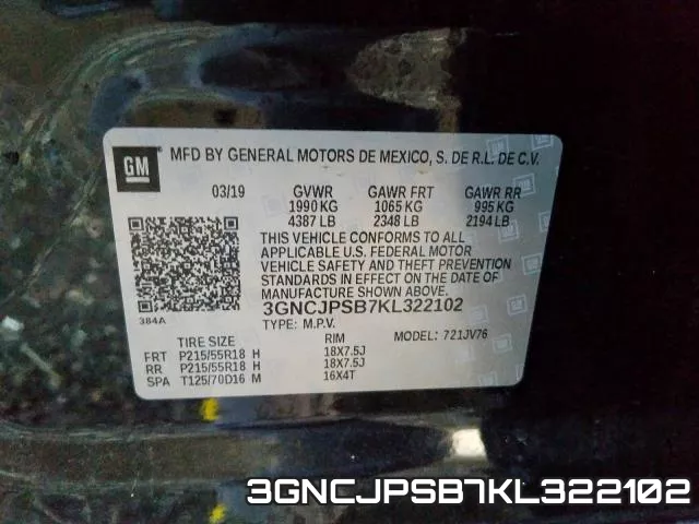 3GNCJPSB7KL322102 фото 2