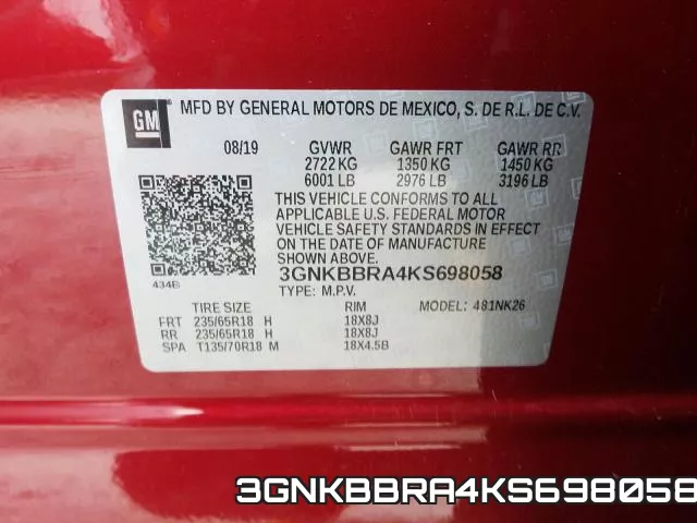 3GNKBBRA4KS698058 фото 2