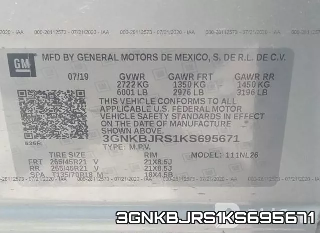 3GNKBJRS1KS695671 фото 10