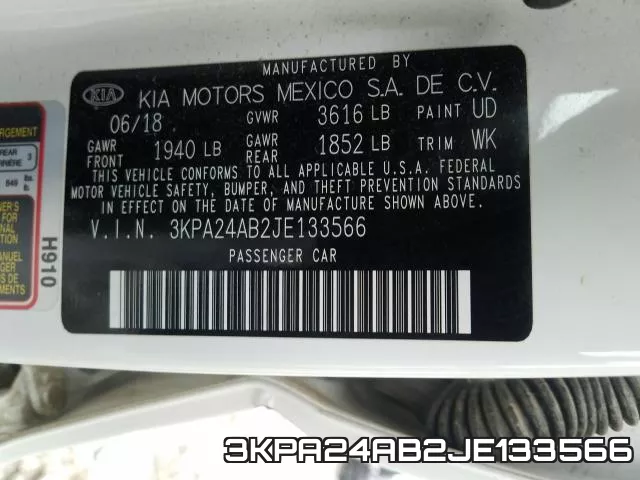 3KPA24AB2JE133566 фото 2