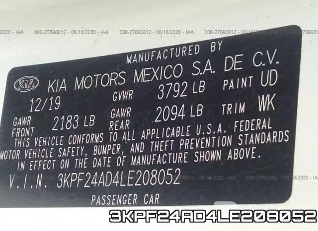 3KPF24AD4LE208052 фото 10