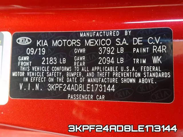 3KPF24AD8LE173144 фото 2