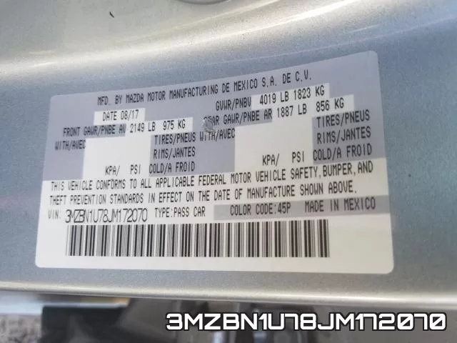 3MZBN1U78JM172070 фото 2
