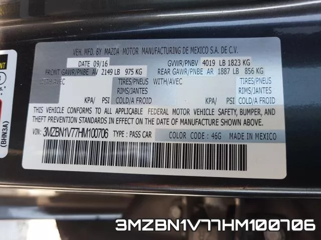 3MZBN1V77HM100706 фото 2