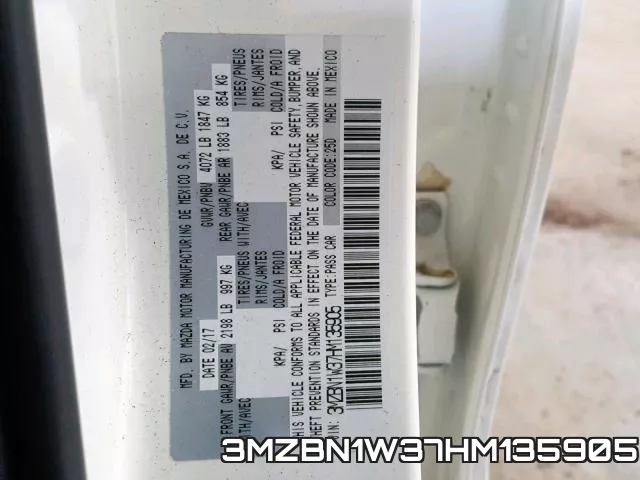 3MZBN1W37HM135905 фото 2