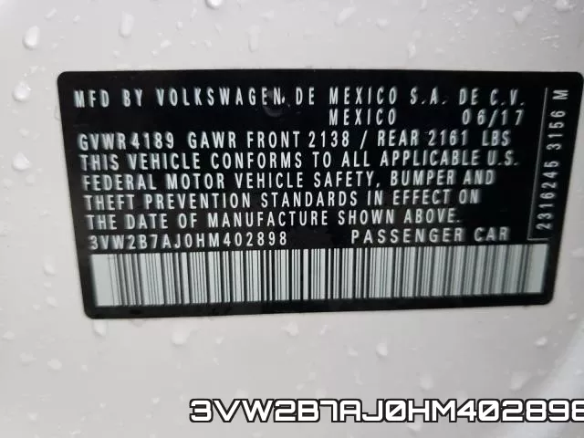 3VW2B7AJ0HM402898 фото 2