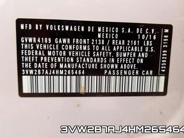 3VW2B7AJ4HM265464 фото 2