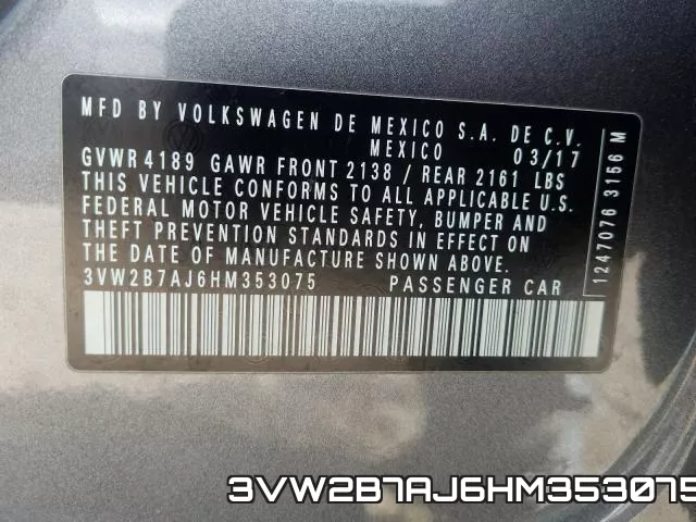 3VW2B7AJ6HM353075 фото 2