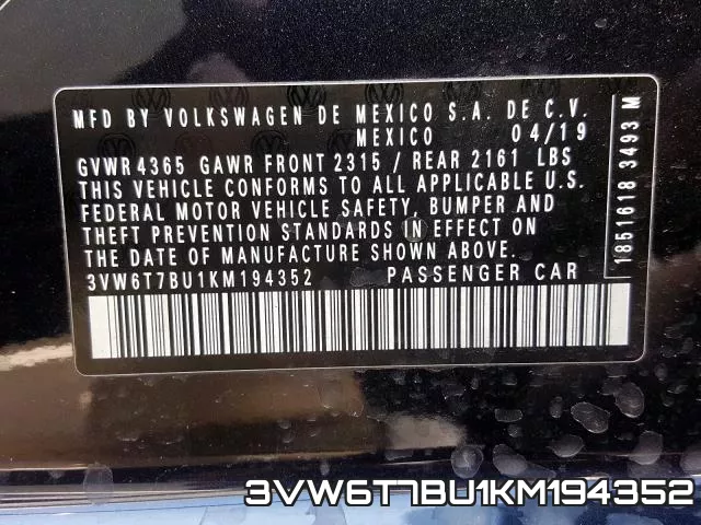 3VW6T7BU1KM194352 фото 2
