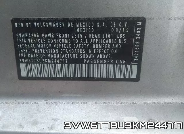 3VW6T7BU3KM244717 фото 10