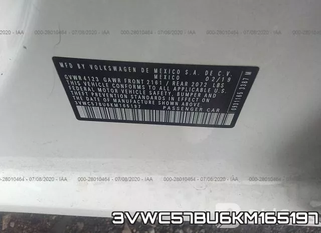 3VWC57BU6KM165197 фото 10