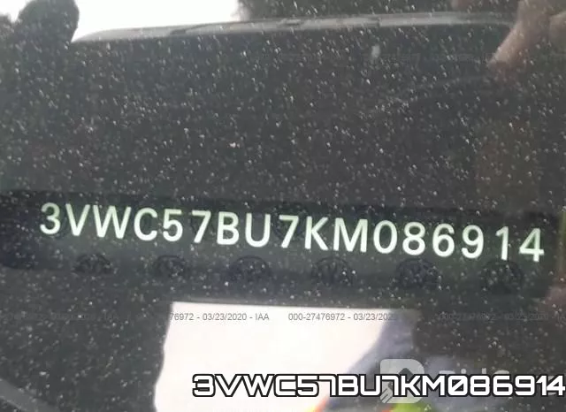 3VWC57BU7KM086914 фото 10