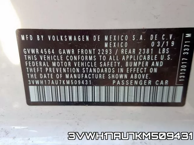 3VWH17AU7KM509431 фото 2
