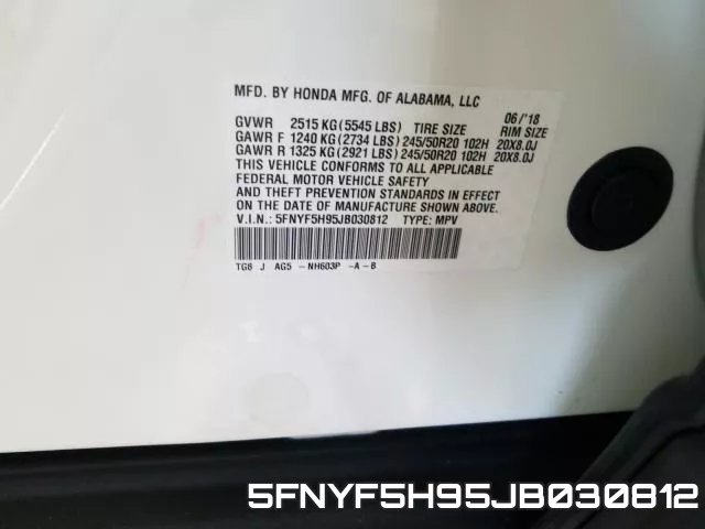 5FNYF5H95JB030812 фото 2