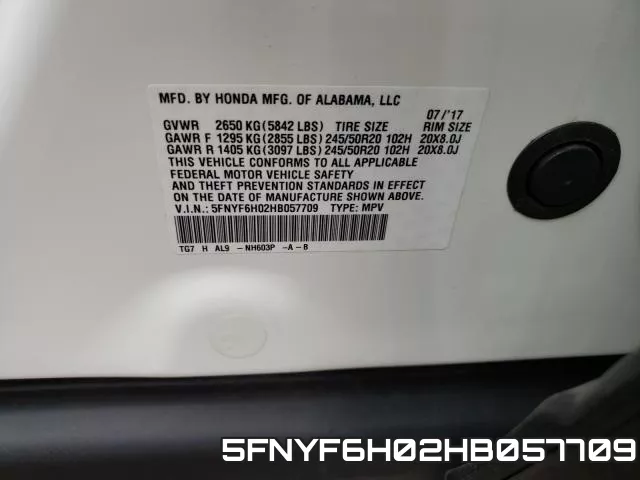 5FNYF6H02HB057709 фото 2