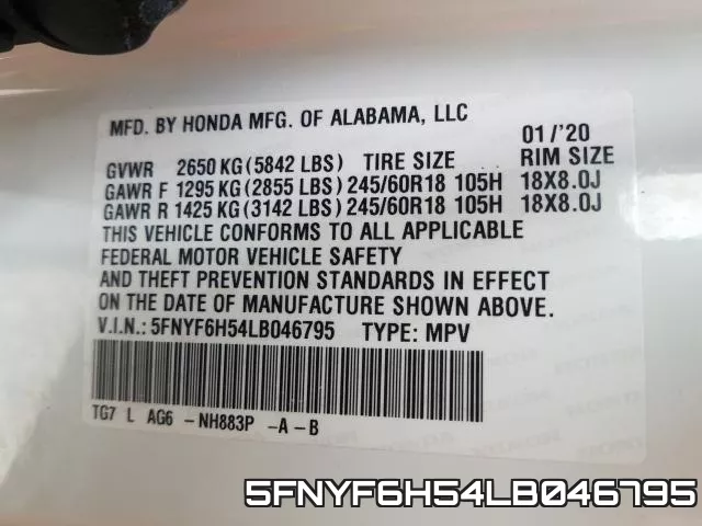 5FNYF6H54LB046795 фото 2