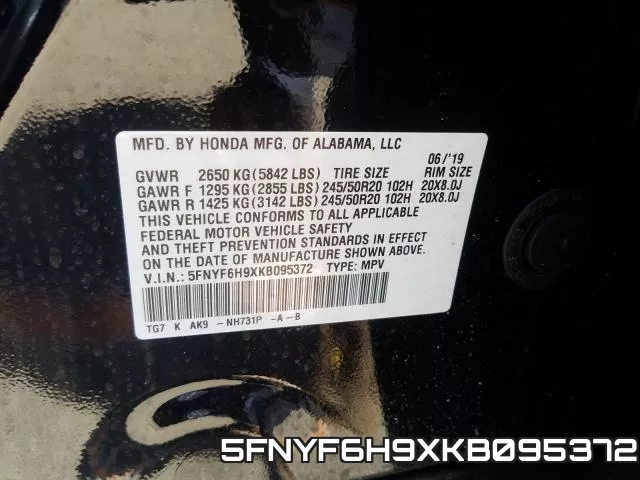 5FNYF6H9XKB095372 фото 2