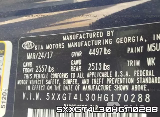 5XXGT4L30HG170288 фото 10