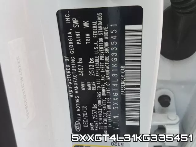 5XXGT4L31KG335451 фото 2