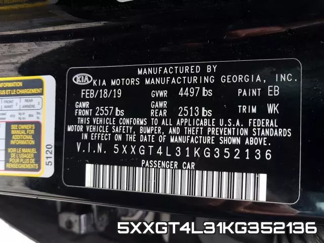 5XXGT4L31KG352136 фото 2