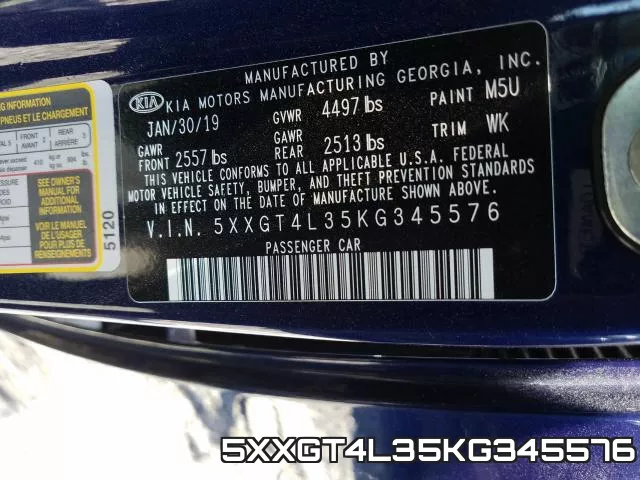 5XXGT4L35KG345576 фото 2