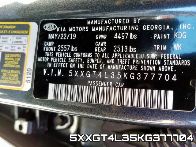5XXGT4L35KG377704 фото 2